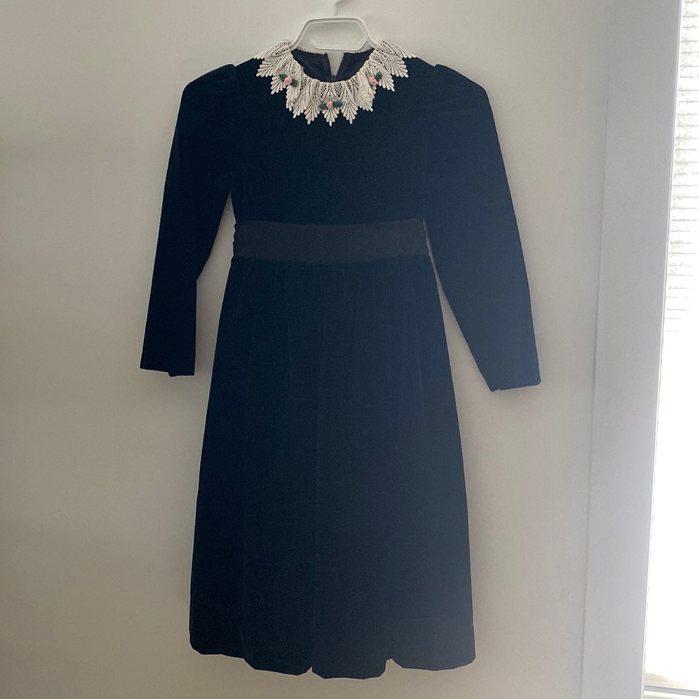 Beautiful vintage black velvet designer girls dress
